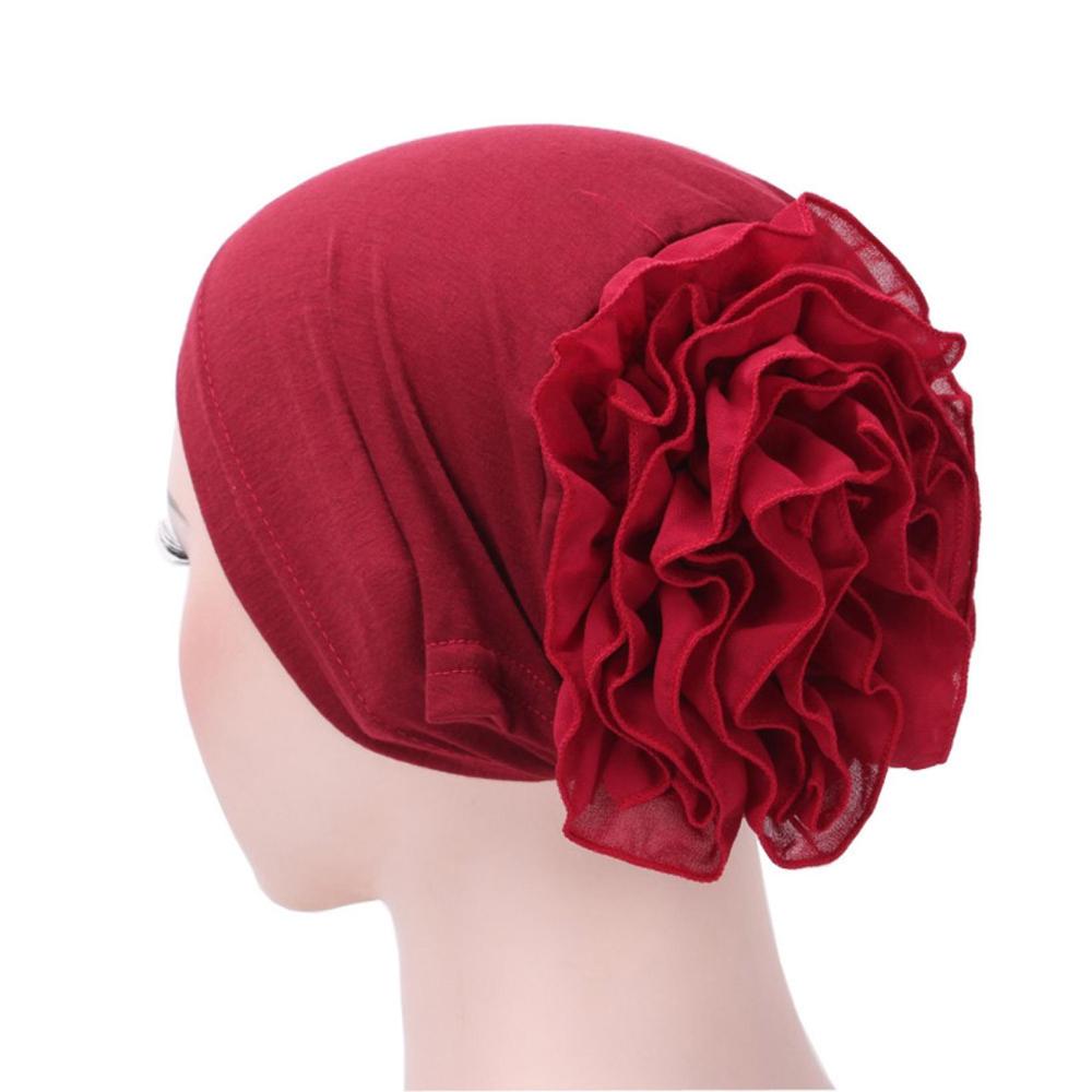 Vrouwen Bloem Moslim Ruche Kanker Chemo Hoed Beanie Sjaal Tulband Head Wrap Cap Casual Katoen Chiffon 4.11