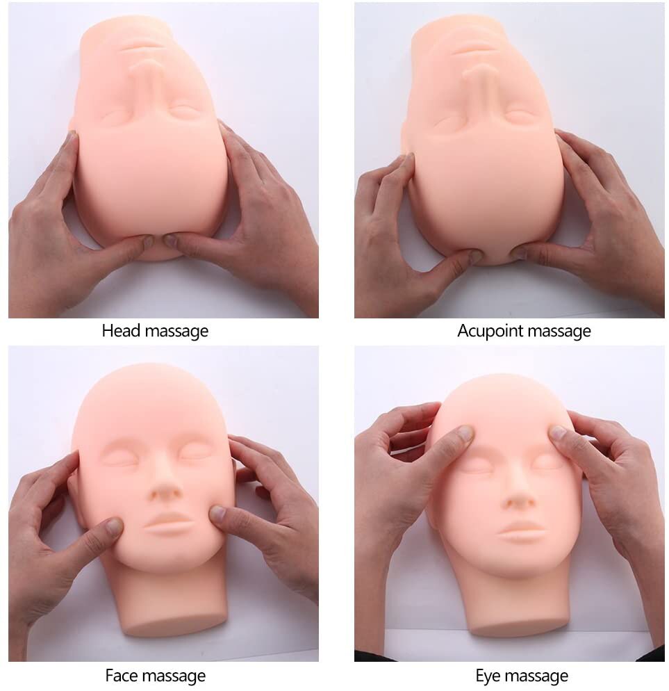 Cosmetology Bald Practice Training Head for Makeup Manikin-Cosmetology Mannequin Doll Face Head Eyelashes Massage Training