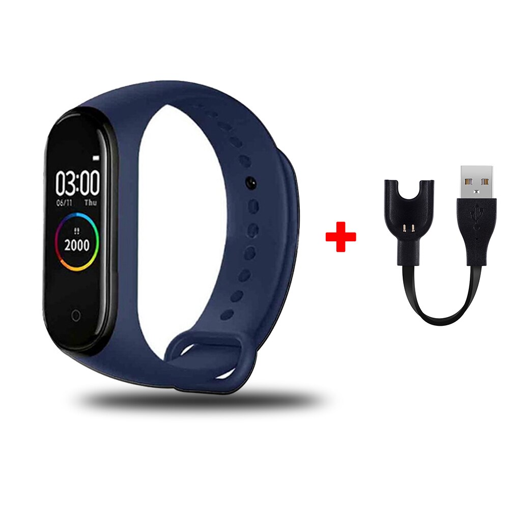 Reloj M4 Smart Band Stappenteller Armband Fitness Tracker Smart Horloge Hartslag Bloeddruk Smartband Horloge Amazfit: Blauw
