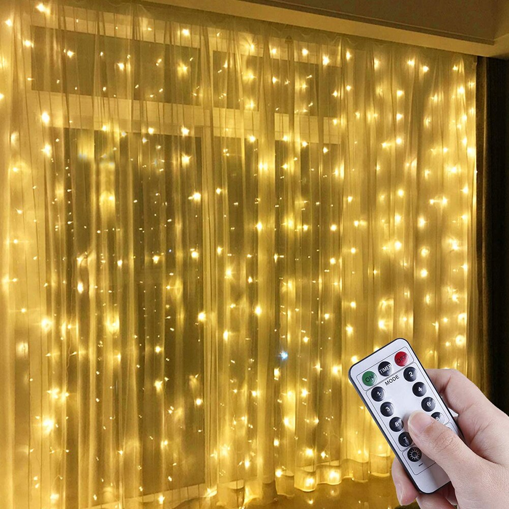 3M 300LED Christmas Fairy String Lights Remote Control USB Year Garland Curtain Lamp Xmas Decoration for Home Bedroom Window: NormaL Warm light