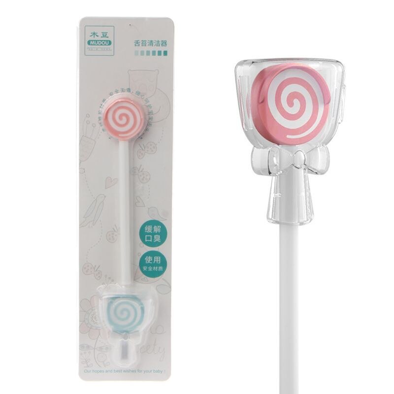 Lollipop bebê língua escova de limpeza criança língua raspador limpador cuidados com o bebê natal presente dos miúdos do bebê: Vermelho