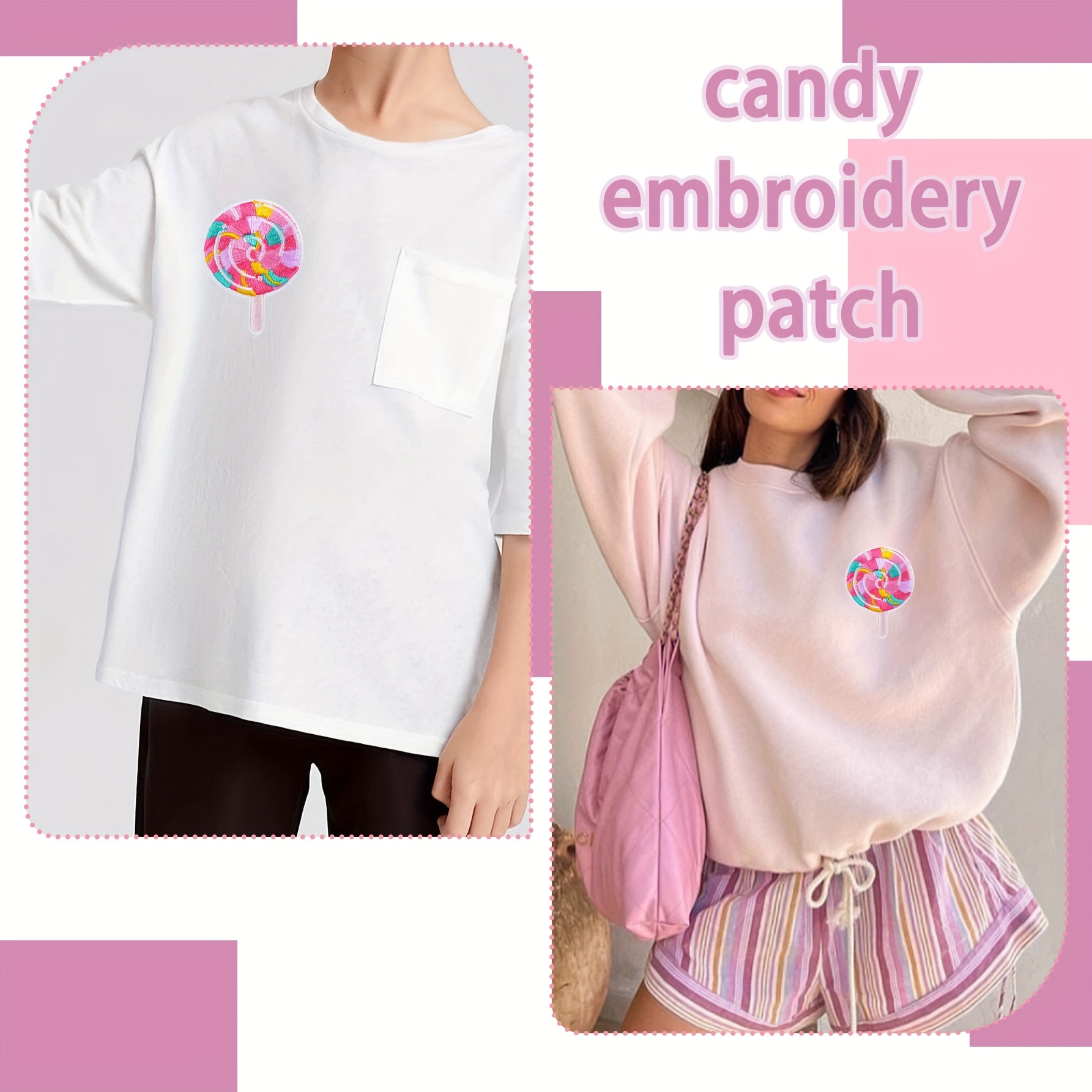 12pcs Colorful Lollipop Pattern Embroidered Patches, Suitable for Clothes and Bags, Ironing Mount Style, Woven Fabric, Patch
