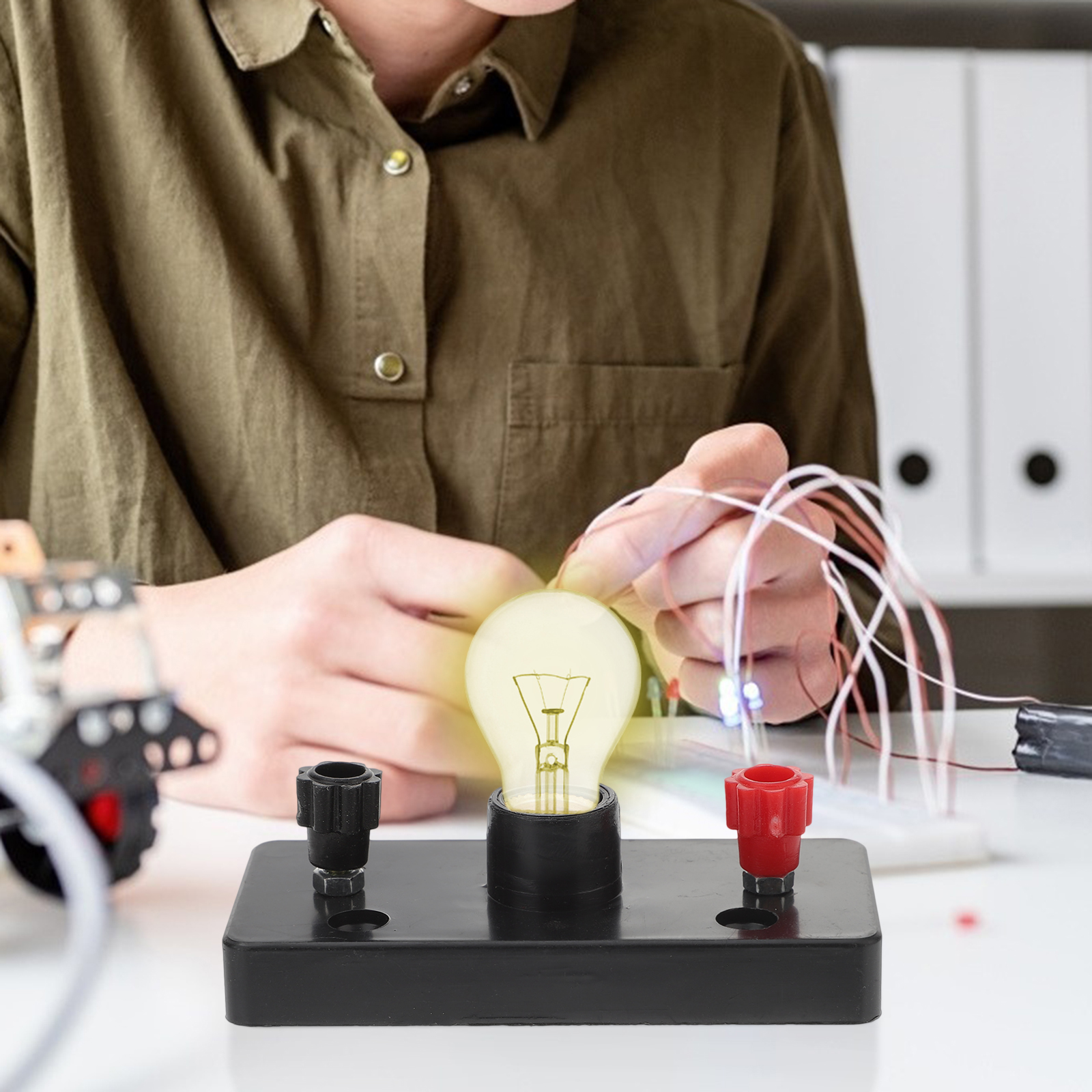 10-delige lamphouder kunststof basis lampfitting schroef bindende post natuurkunde laboratoriumapparatuur educatieve benodigdheden