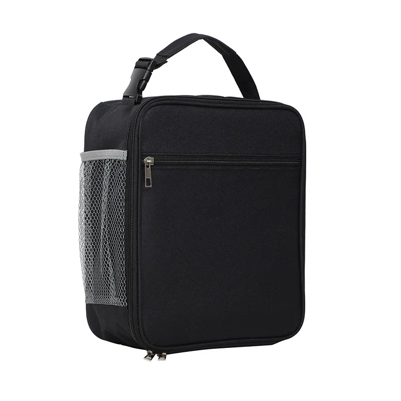 Portable Large Capacity Insulated Lunch Box, Reusable Lunch Bag for Men Women, Waterproof Oxford Cloth Insulated Cooler Bag: black