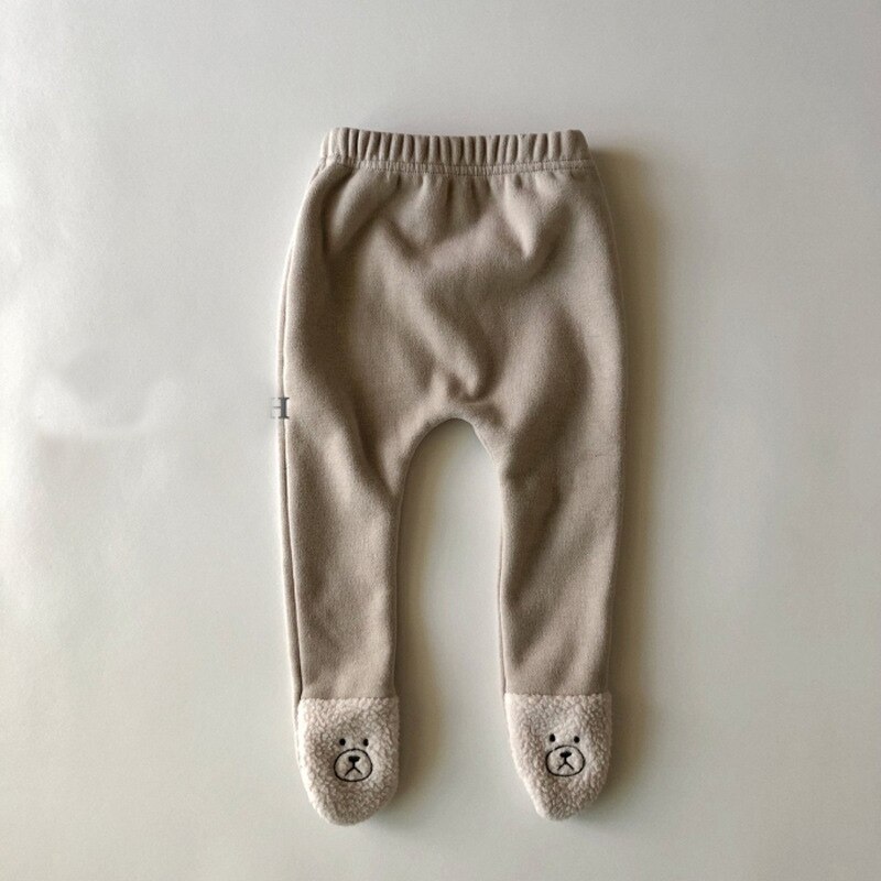2021 nova moda bebê urso meia-calça bonito dos desenhos animados infantil menina leggings inverno criança quente pp calças meninos velo leggings 0-24m