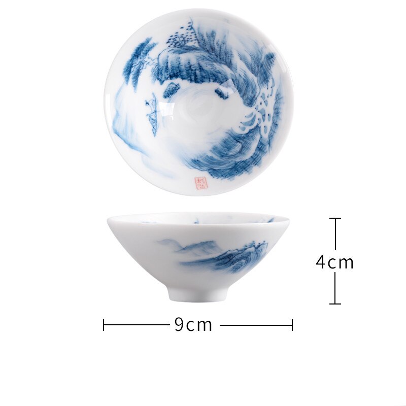 2 Teile/satz Chinesische Hand Bemalt Keramik Teetasse Haushalt Meister Tee Schüssel Einzigen Tasse Getränk Handgemachte Tee-einstellen Kegel Teetassen