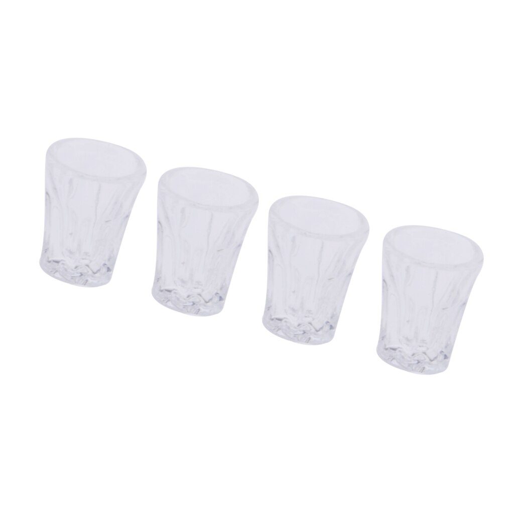4 pezzi 1:12 Miniatura casa delle bambole di Alimento Della Cucina Accessorio Bere Acqua Tazze di Vetro