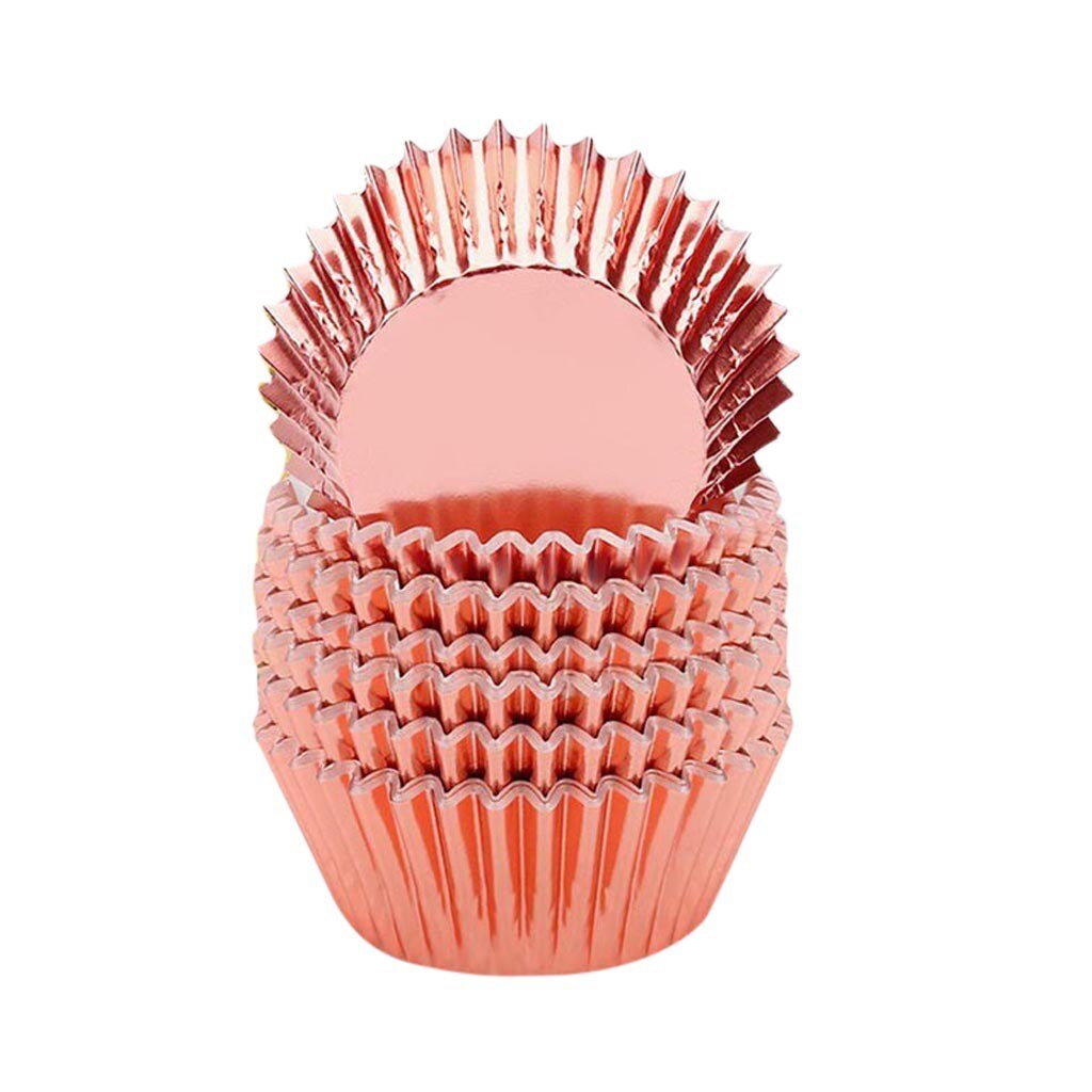 Kitchen Tools 100pcs Baking Utensils Thickened Aluminum Heat-resistant Cake Paper Cup Mould Useful Для Кухни: Rose Gold