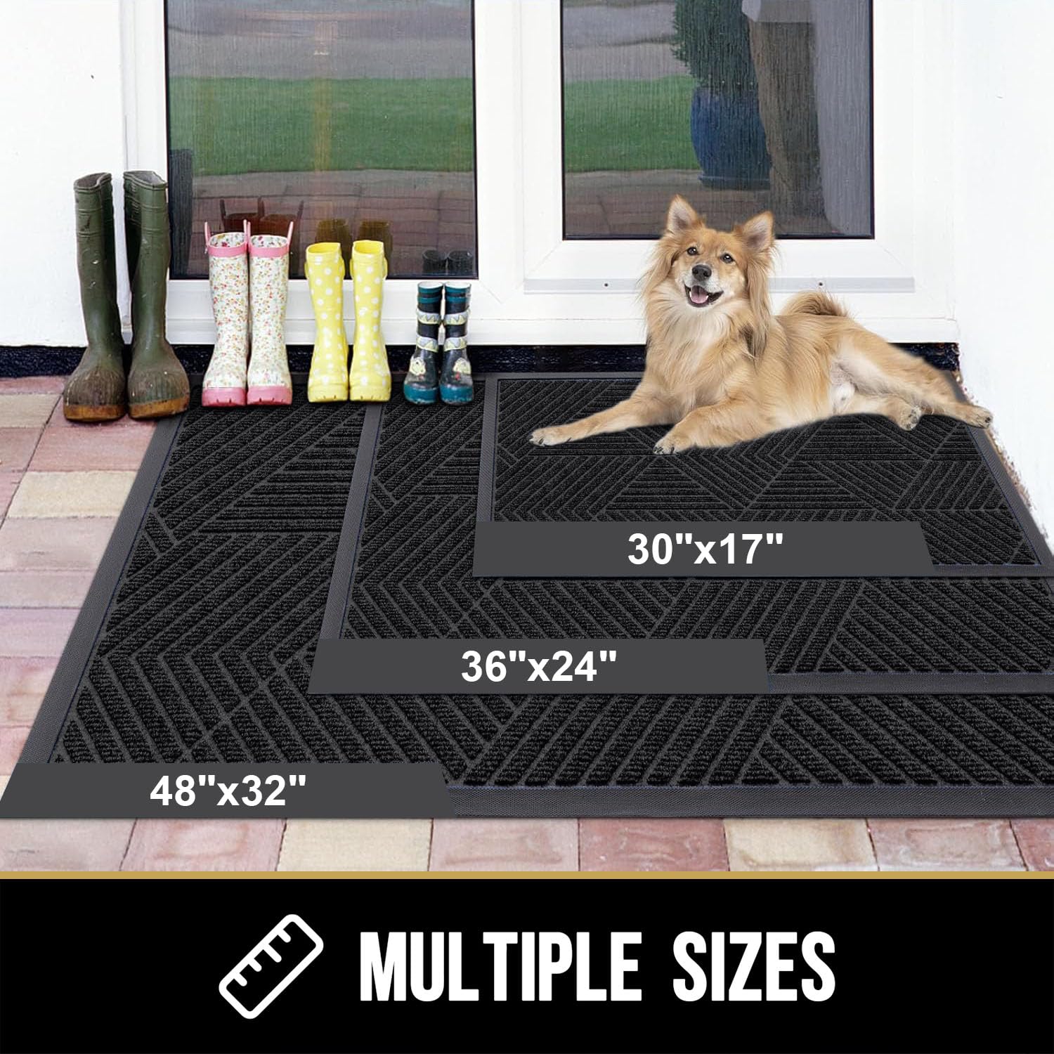 Olanly-felpudos delanteros interiores, alfombras de entrada de perfil bajo, alfombra absorbente para exteriores, resistente, antideslizante, lavable, alfombra de bienvenida, estera de goma