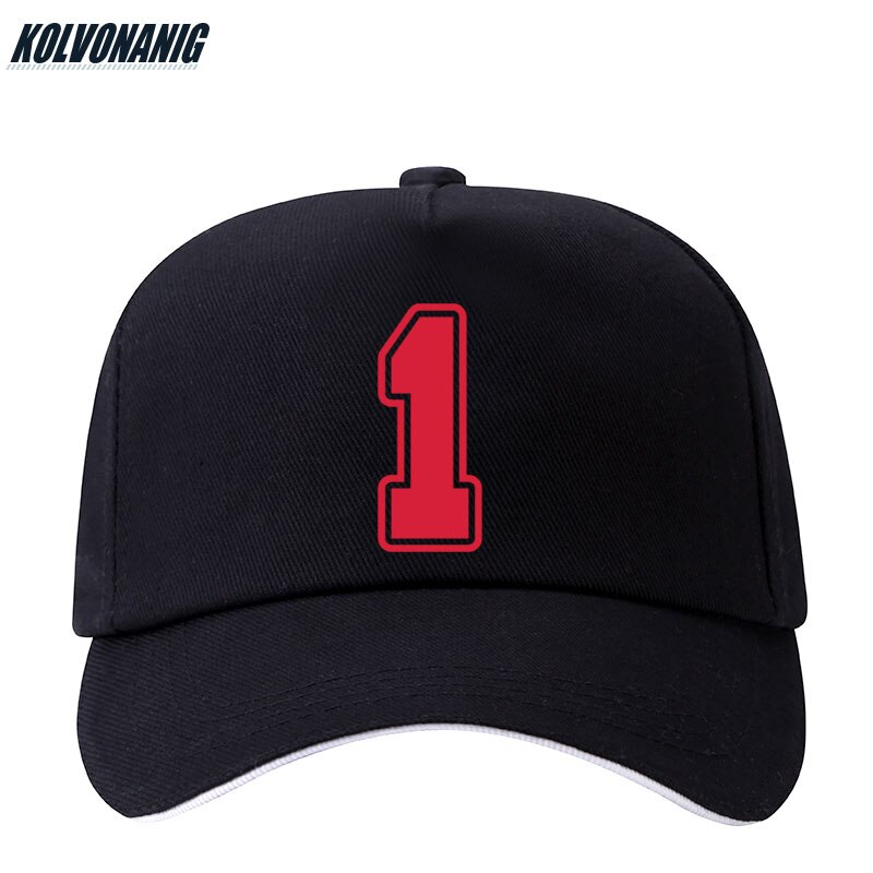 KOLVONANIG-gorra de béisbol con estampado para hombre y mujer, gorro de béisbol con estampado de número 1, Snapback de algodón, ajustable, Hip Hop, novedad de verano,: Black 04