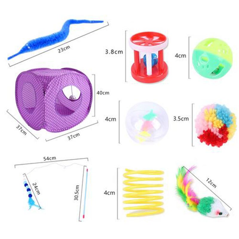 15Pcs Cat Toy Set Pet Indoor Interactive Cat Toys for Kitten Multifunction Cat Bell Feather Cat Interactive Supplies Pet Toy Set