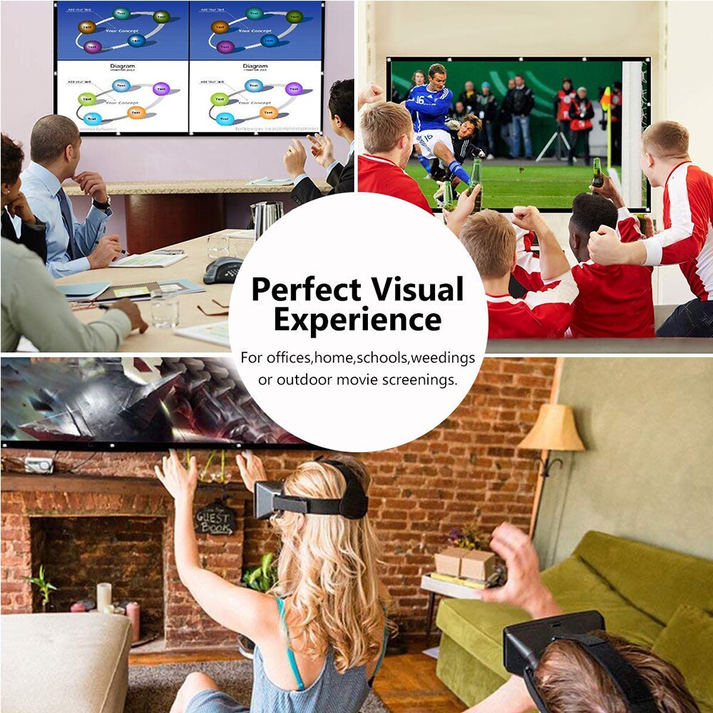 84inch 16:9 Simple Projector Screen Matte White Fabric Fiber Glass Wall Mounted Screen for Home Theater Bar