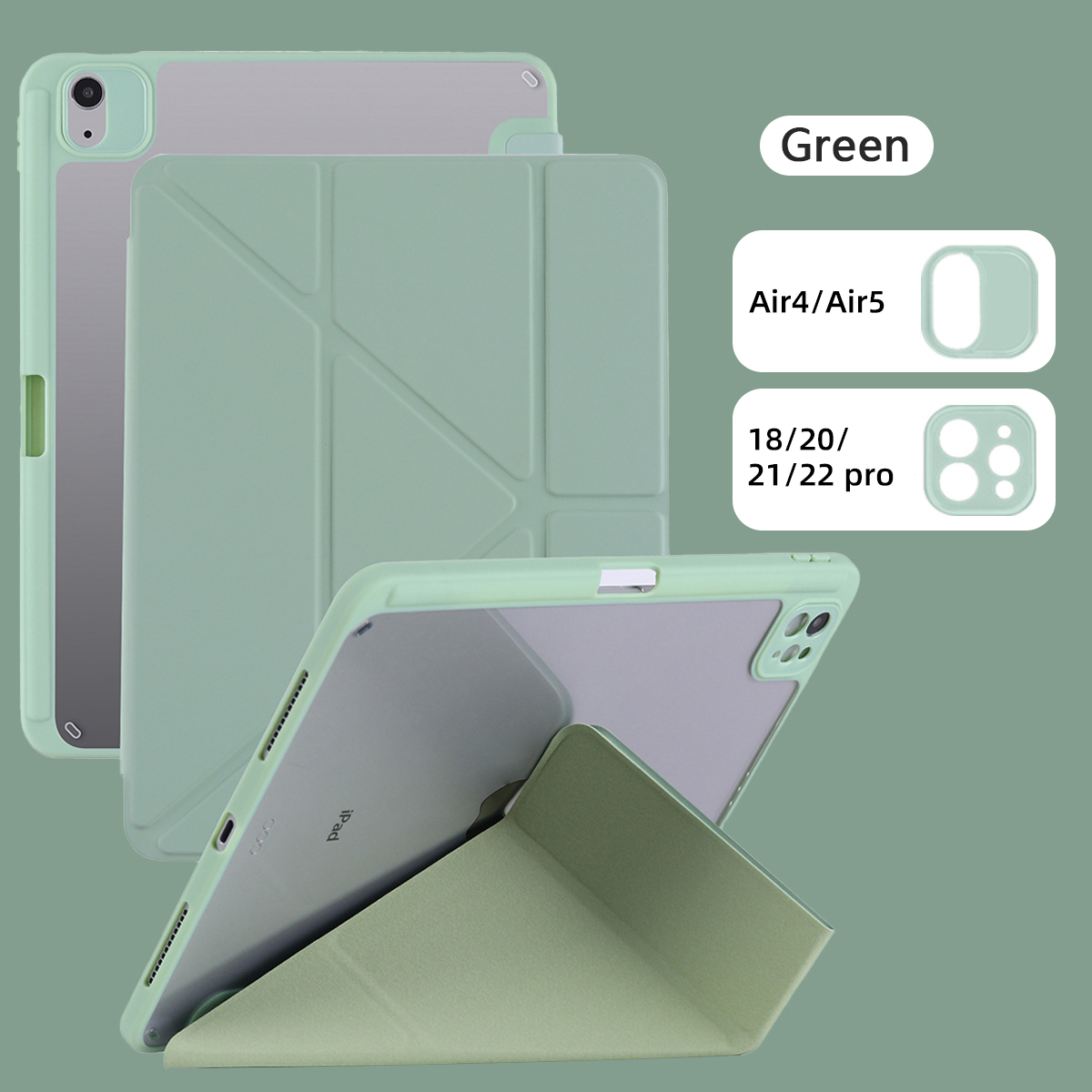 For Ipad 10 Acrylic TPU Y-fold Multifunctional Protective Case For IPad 7 8 9 10.2 Case Tablet Sleeve Pro11 12.9: eleven / Colored
