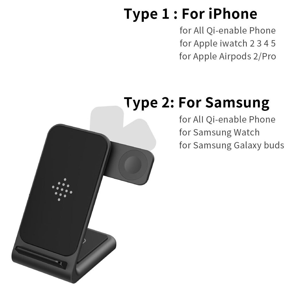 15W Draadloze Oplader 3 In 1 Snel Opladen Voor Iphone 12 11 Pro Xs Samsung S10 Draadloze Oplader Dock station Voor Airpods Iwatch 6