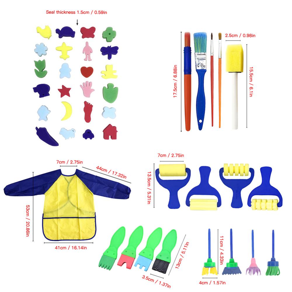 42PC Children Learning Toys Washable Finger Paint Brush Set Art Craft Supplies Suitable for 3 4 5 6 Years Old Children Preschool