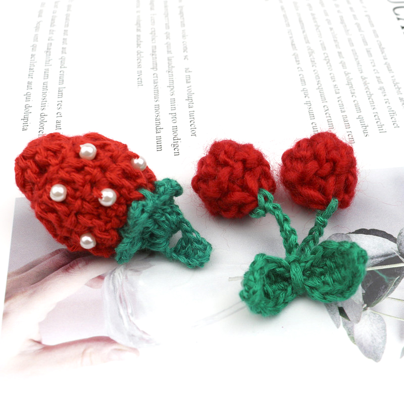 5Pcs Hand Breien Cherry/Aardbei Ornamenten Diy Craft Supplies Kids Hair Pin Accessoires Hoed Schoenen Kleding Decor Materiaal