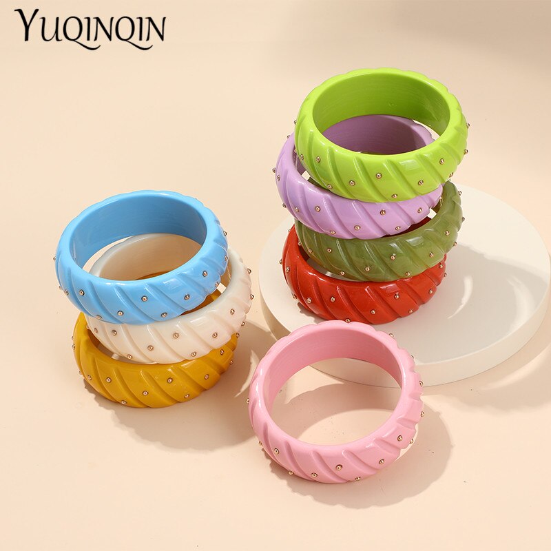 Moda colorida resina festa bangles para mulheres indiano jóias metal ponto bangle com designer encantos pulseiras pulseira elegante