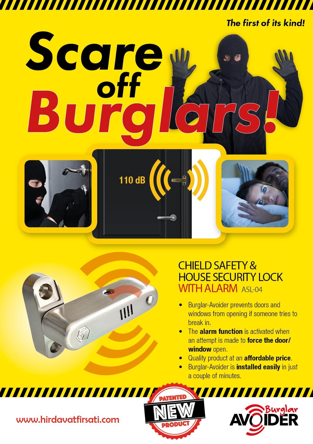 Safety Latch (Lock) With Inox Alarm Against Thieves For Steel Doors) Protection Against Thieves.