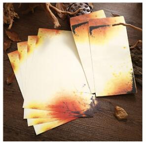 Conjunto de 4 letras de papel y 2 sobres de estilo chino, sobre Vintage para tarjetas de felicitación, papelería de postales, de viaje: G