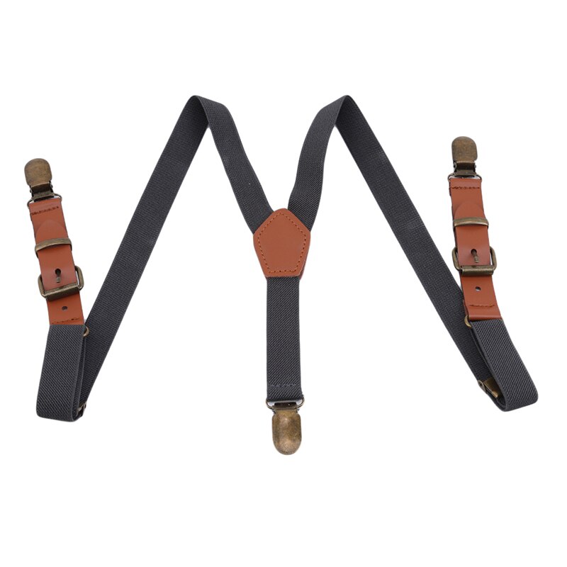 Kids Suspenders Children Adjustable Elastic Y-Back Metal Clips Suspender For Kid On Party Wedding Clothes Accessories: Dark gray