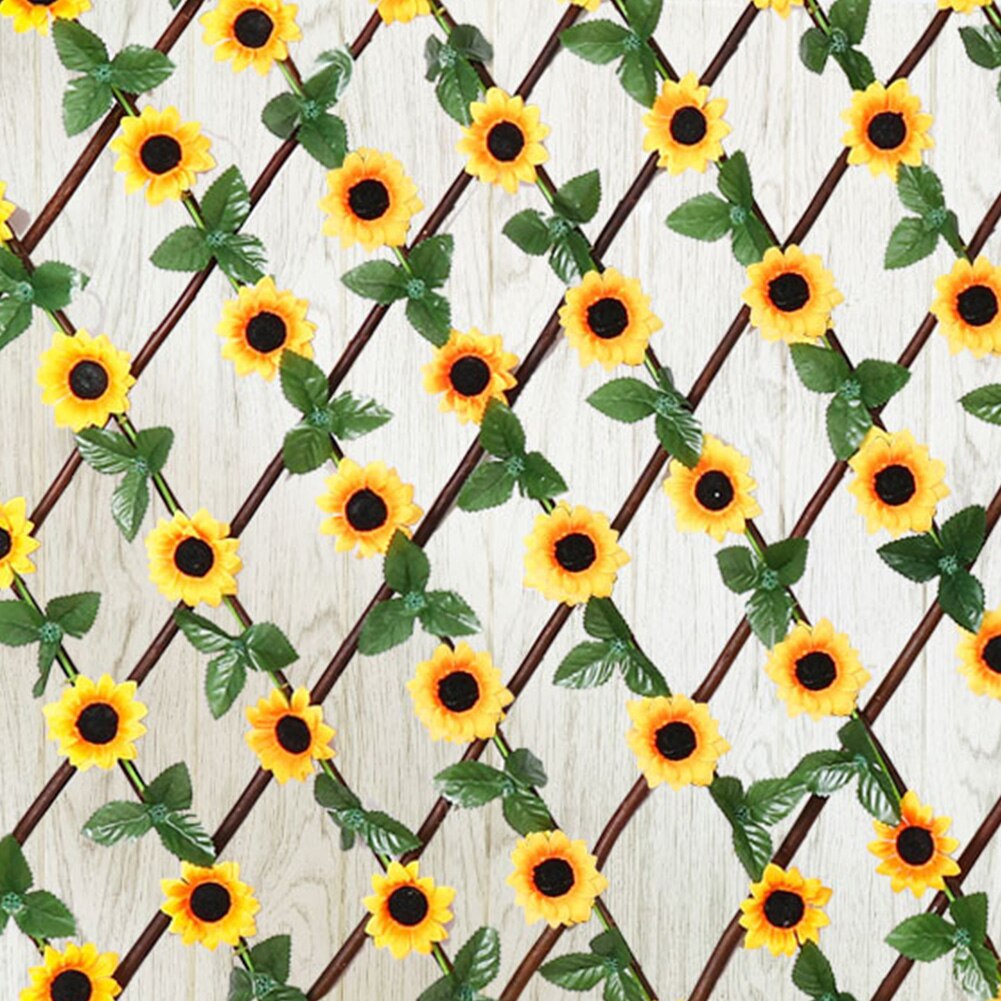 Balconies Artificial Flower Leaves Expandable Fence Indoor Trellis Privacy Screen Home Garden Screening Wooden Hedge Backyard