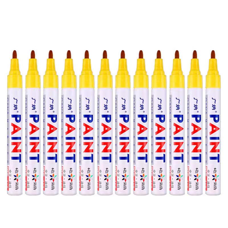 12 Colors Set Waterproof Car Tyre Tire Tread Rubber Metal Permanent Paint Marker Pen Graffti Oily Marker Pen Stationery Supplies: 12pcs yellow