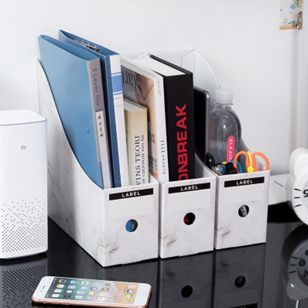 Porte revues en carton robuste boîte de rangement étanche pour magazines bacs à livres organisateur de porte-fichiers de bureau avec étiquettes incluses # 4O