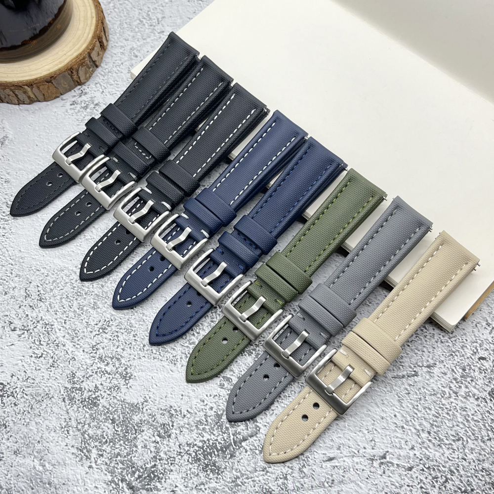 Waterdichte Canvas Horlogeband 18mm 19mm 20mm 21mm 22mm Stof Met Lederen Quick Release Horlogeband heren Polsband Accessoires