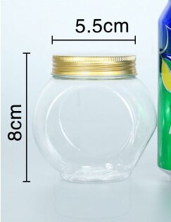 20 PCS Sugar Cane Bottles Plastic Container Golden Lid Transparent Packaging Food Jar Cereal Dispenser Kitchen: 230ML 20pcs