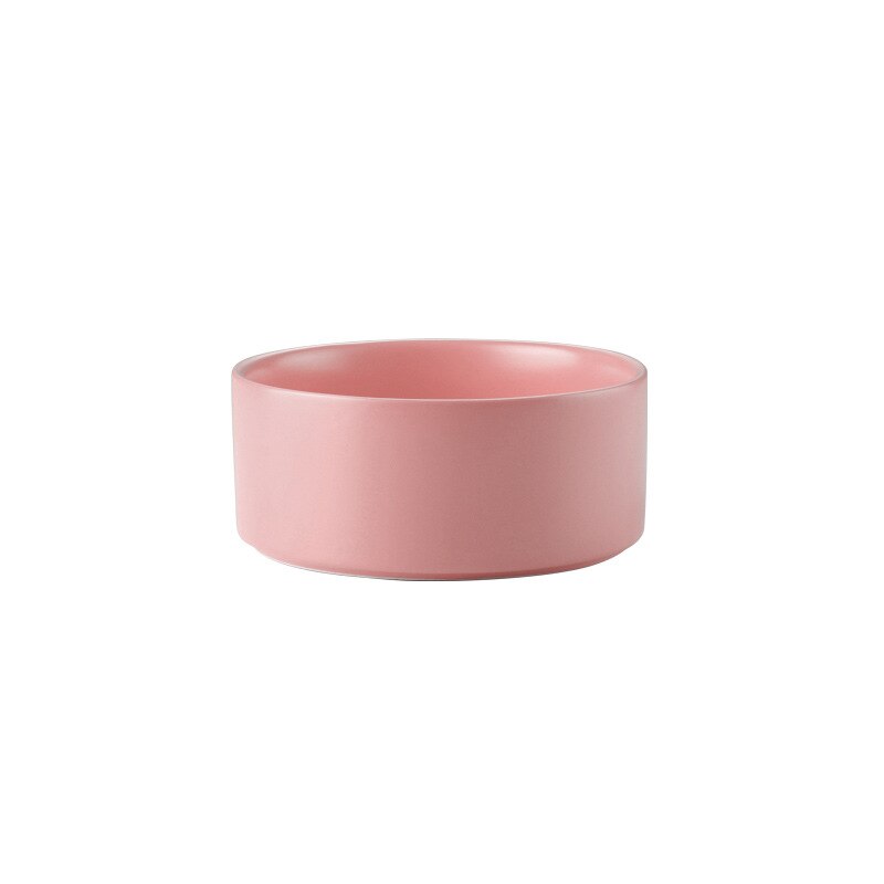 Bol à nourriture pour chiot en céramique avec support en bois antidérapant distributeur d'eau lavable pour aliments pour animaux de compagnie pour chats petits chiens bols pour animaux de compagnie fournitures: Pink single bowl / 850ML