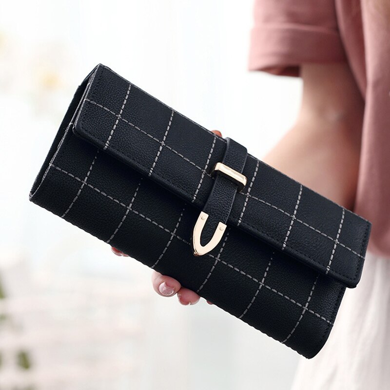 Nova carteira feminina de couro pu, bolsa feminina, porta-cartão de identificação, grande capacidade, de alta qualidade
