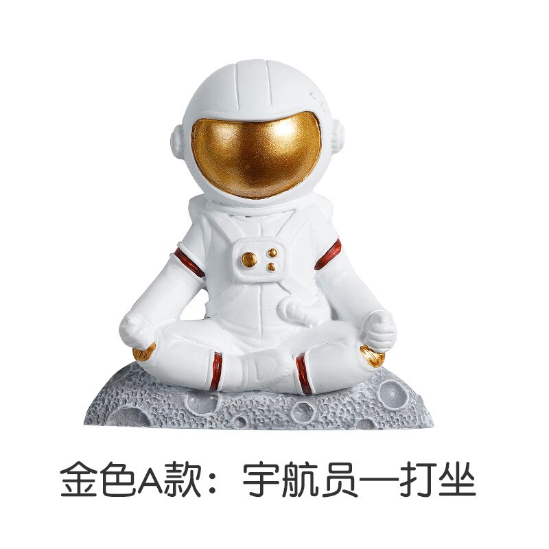 Astronaut switch indsæt astronaut socket dekoration klistermærke familie vægklistermærke moon resin 3d stereo socket klistermærke: Guld a
