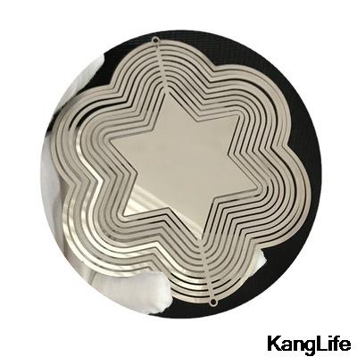 Edelstahl Schlagen Herz Wind Spinner Metall 3D Rotierenden Windspiele Dekor Haus Hängen Anhänger Ästhetischen Zimmer Dekor Handwerk: Silber- 25cm Stern