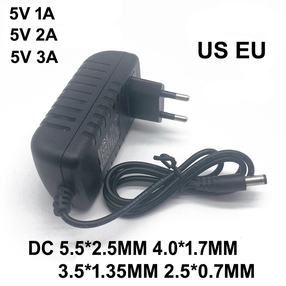 1 stk ac / dc adapter  dc 5v 1a 2a 3a ac 100-240v konverter strømadapter 5 volt 1000ma strømforsyning oplader eu us stik
