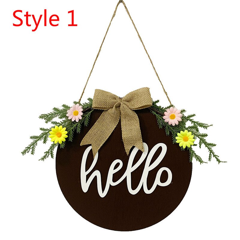 Restaurant Welcome Sign Home Decor Crafts Outdoor Garland Round Hanging Wreath Festival Supplies: Style 1