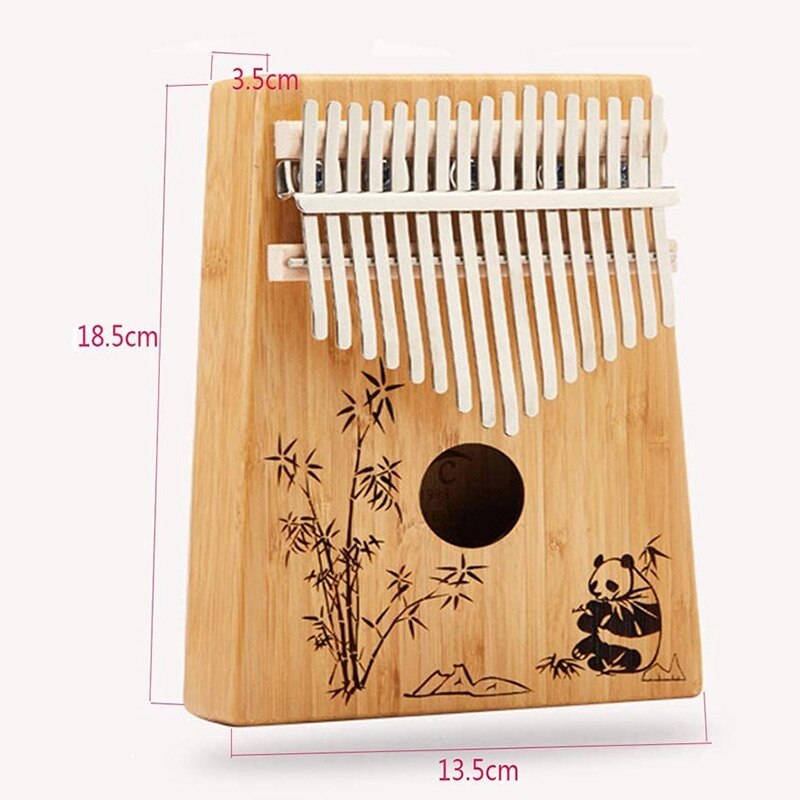 Mbira Kalimba 17-Key Bamboo Thumb Piano, Marimbas Finger Instrument and Complete Accessories Learning Book Tuning Hammer