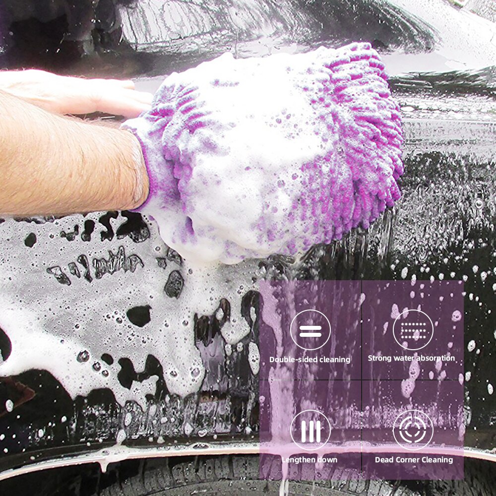 Manopla para lavado de coches YUNPICAR, tamaño grande, manopla de microfibra para lavar de doble cara/felpilla de alta densidad, sin arañazos, guante para lavado de coche