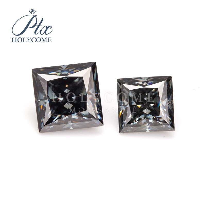 Grigio scuro di modo di colore pietre 5.5x5.5mm della principessa taglio allentato moissanite pietre preziose diamante кольца браслеты ьги с зеленным камн