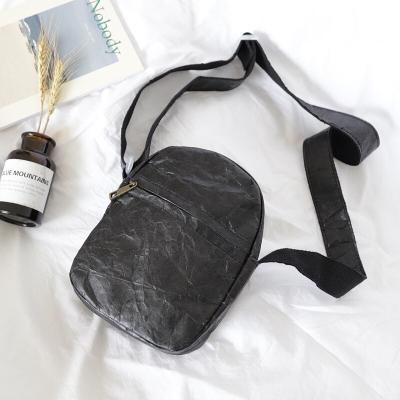 Hylhexyr Mini Handbag Women's Kraft Paper Shoulder Bag Messenger Bags: Black