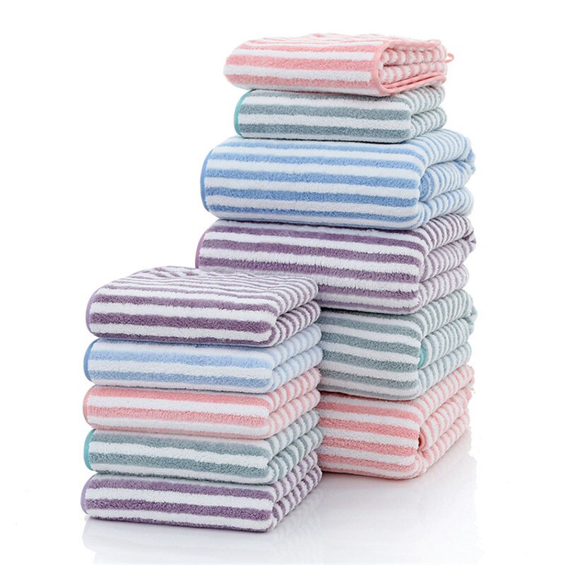 Super Absorbent Stripe Bath Towel Microfiber Soft Hand Face Hair Towel Cleaning Lint-Free Home Striped Shower Towels Bathroom
