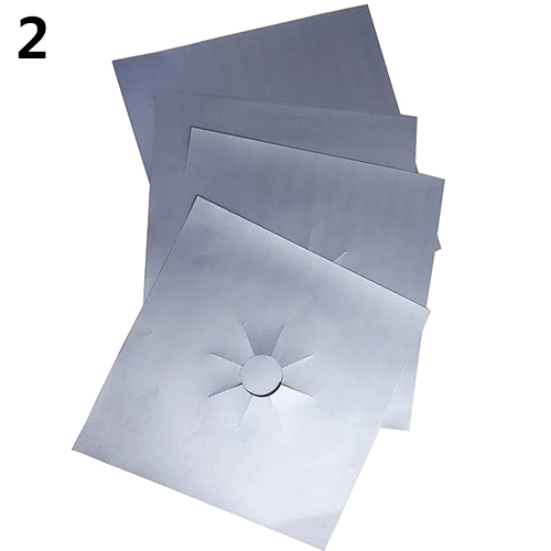 4 Pcs Square Foil Gas Hob Protector Liner Reusable Easy Clean Protection Pad coisas para cozinha kichen accessories: Silver