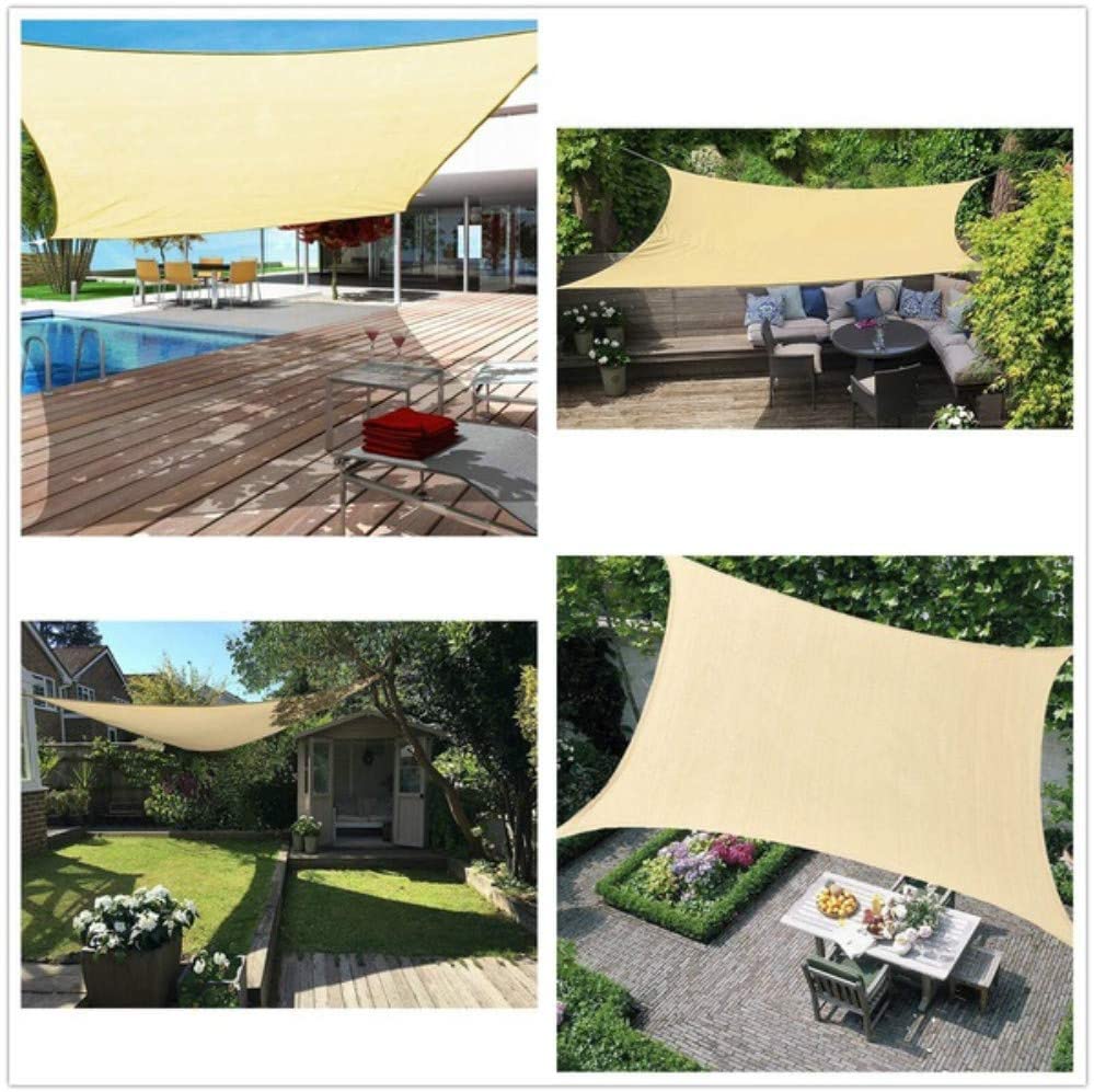 Sun Shade Sails Canopy Rectangle, 95% UV Blockage for Patio, Garden, Pergola, Backyard, Outdoor Facility &amp; Activities -Beige