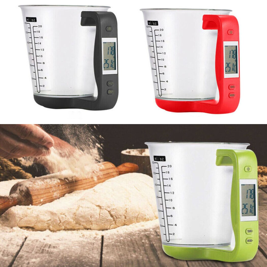 Digital Kitchen Electronic Measuring Cup Scale Household Jug Scales With LCD Display* Weight & Temperature Scale Inside Cup
