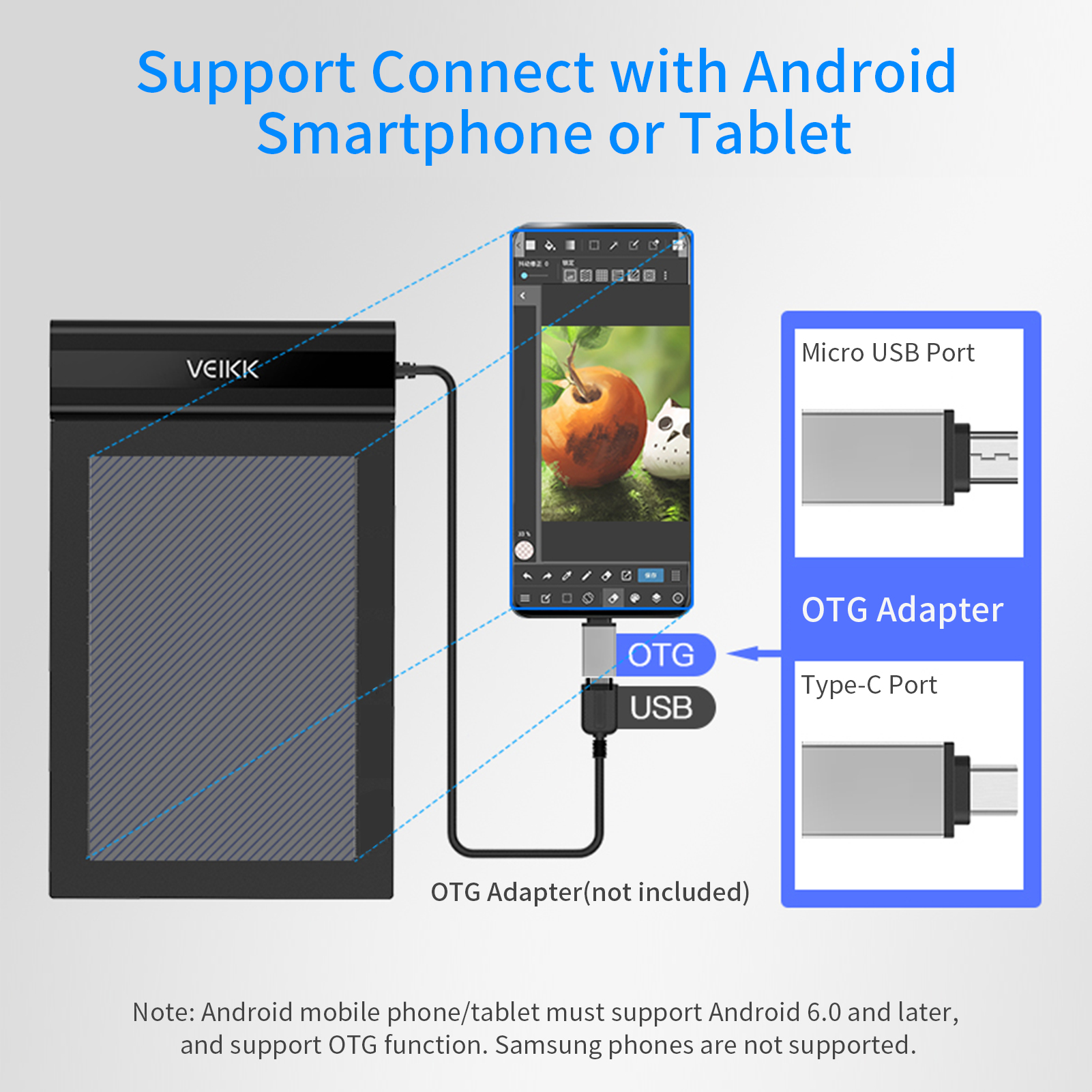 VEIKK S640 Graphic Pen tablet 6 x 4 inch Ultra Thin OSU Digital Drawing Tablet with Battery-Free Pen 8192 Levels Pressure