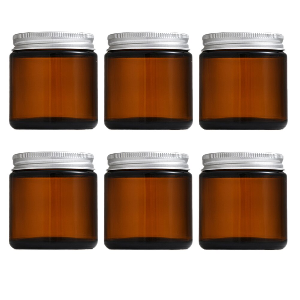 Bocaux en verre ambre, 6 pièces, tasses à bougies en cire rechargeables, bougeoirs vides avec couvercle: 6.5X6.2X6.2CM