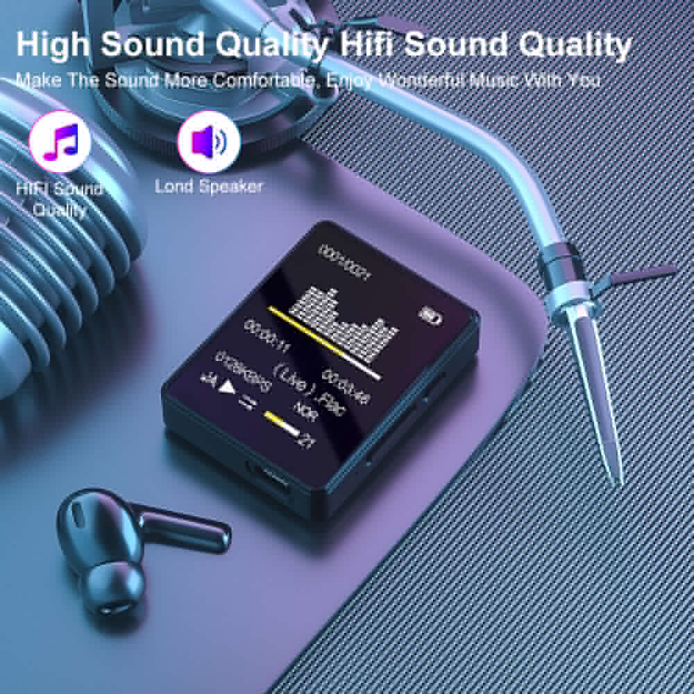 Portable HiFi MP3 Player Bluetooth 5.0 Music Stereo Speaker Mini MP3 Video Playback With TFT Screen FM Radio Recording Walkman