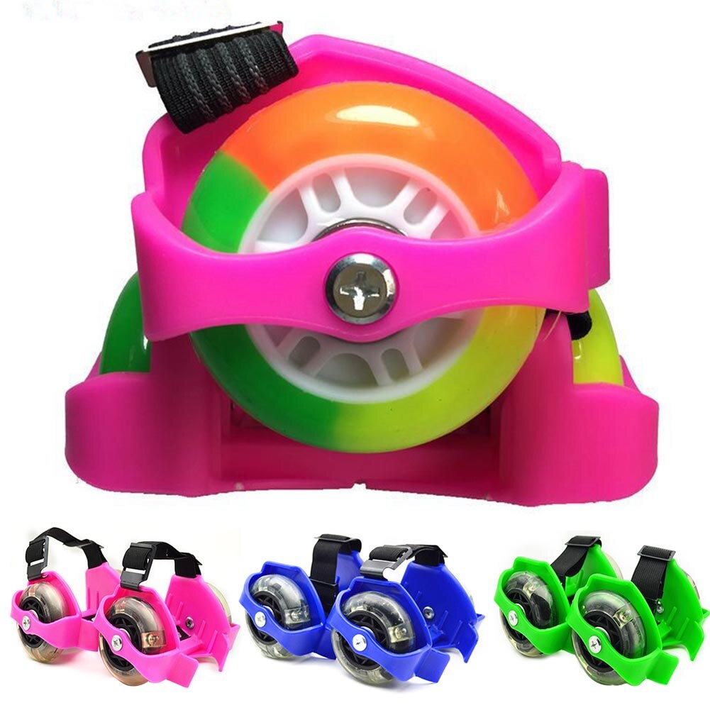 1 Pair Kids Adjustable Elastic Accessories Wheel Whirlwind Friction Flashing Roller Wear Resistant PVC 3 Colors Skating Shoes