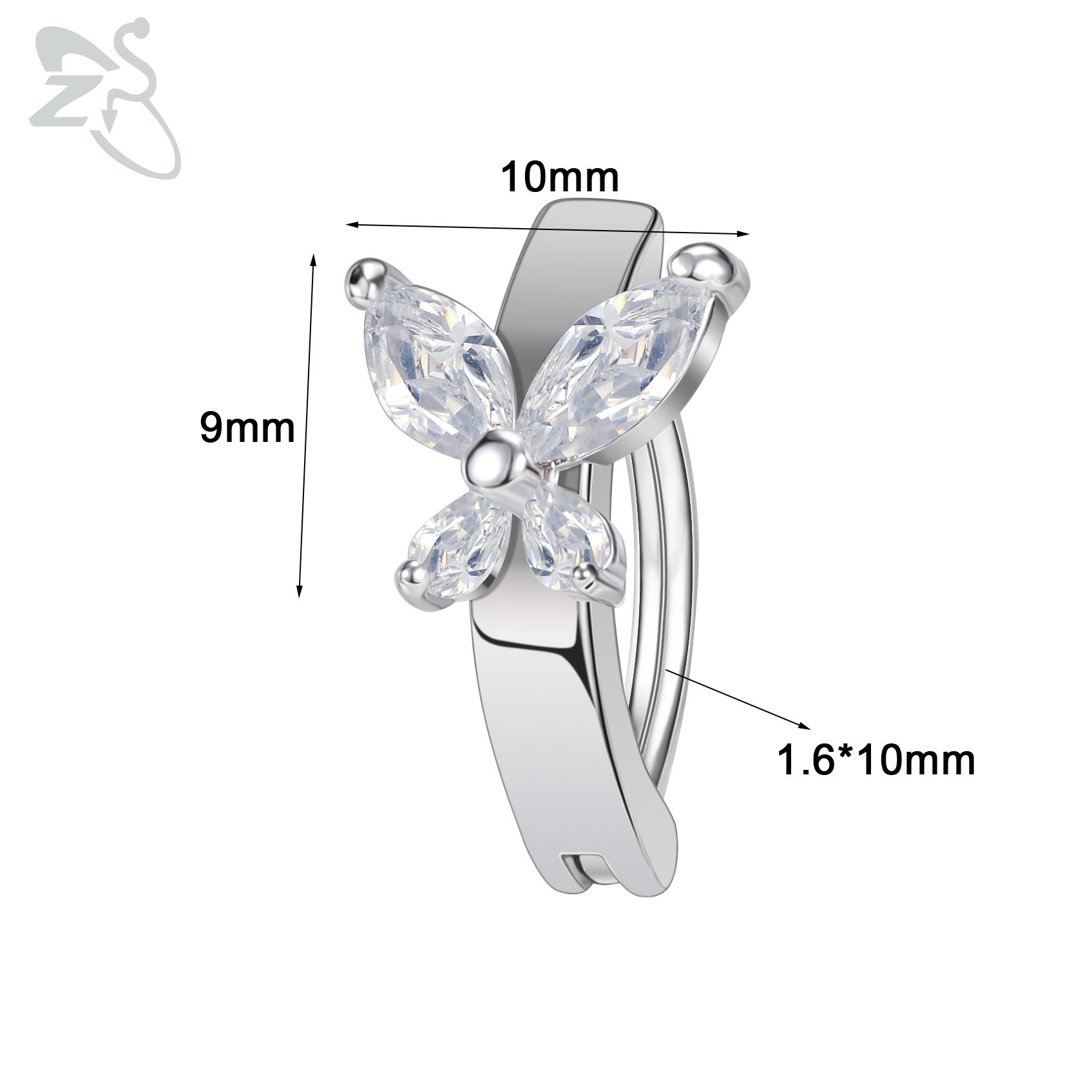 Zs 1 pc 14g sommerfugleformet zirkon clicker navlering til kvinder guldfarvet omvendt buet navle vægtstang kropsmykker 10mm: Lysegul guldfarve