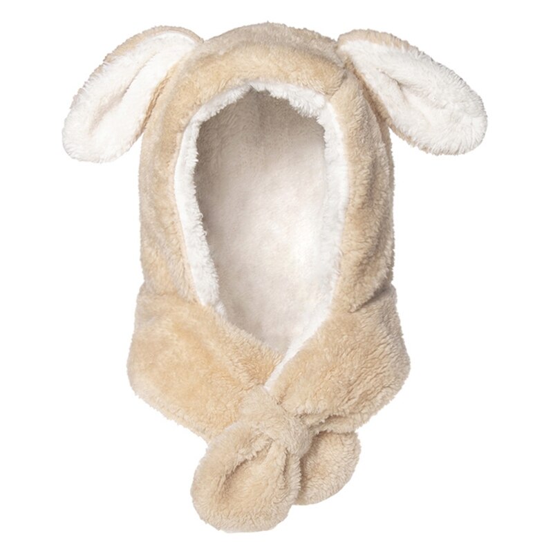 Winter warme capuchon lange sjaal muts puppy hondenoren pluizige pluche oorkleppen muts sjaal: Zwart