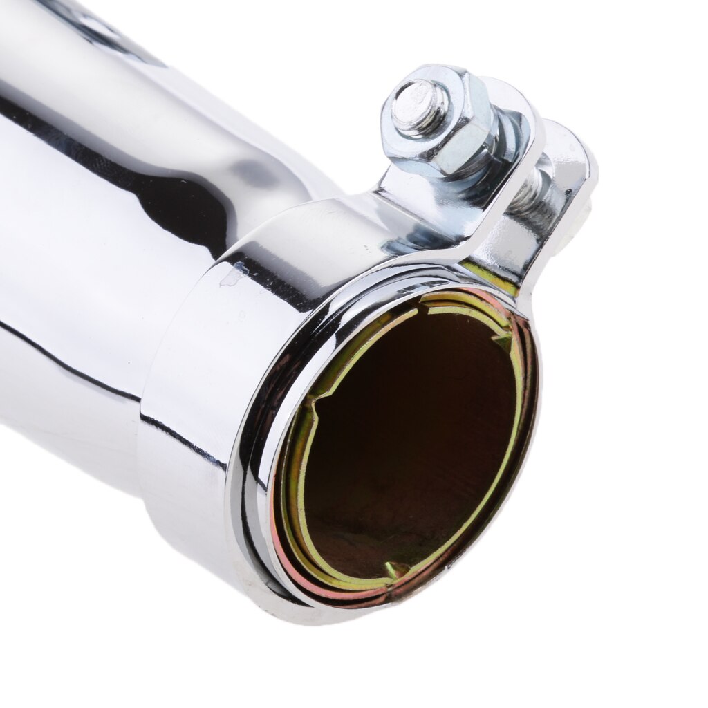 Universal motocicleta shorty tubo de escape silenciador 17 long chrome longo cromo prata